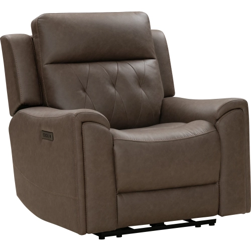 Phillip Power Recliner with Power Headrest & Hidden Cup Holders in Simba Brown Fabric